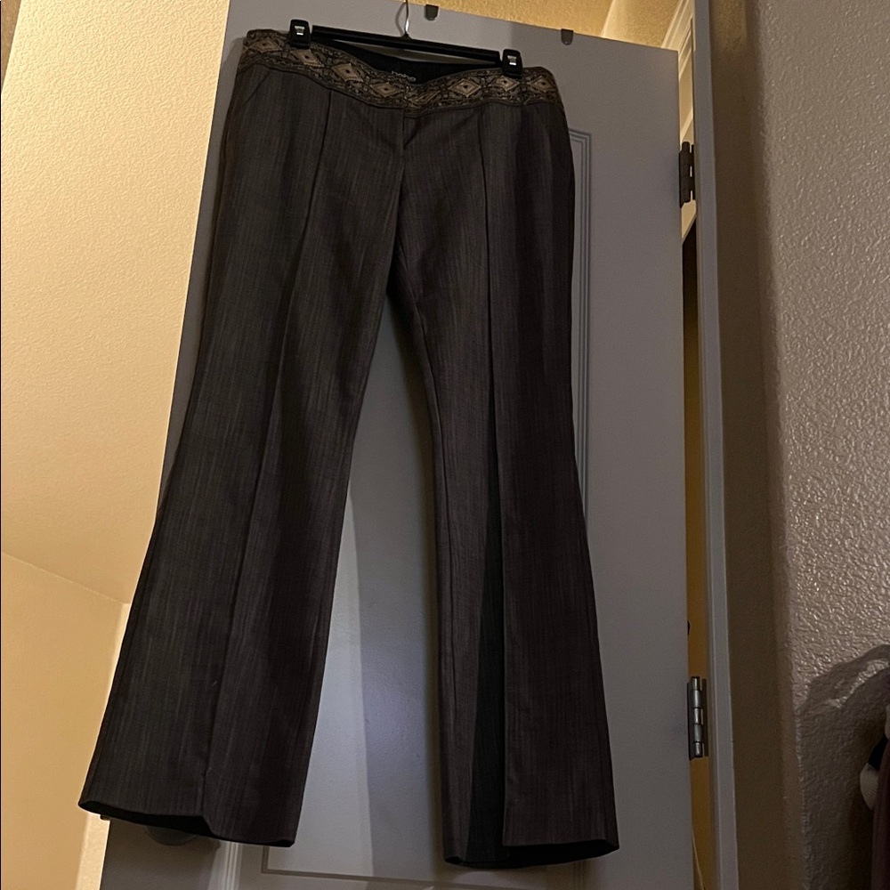 Vintage Brown BeBe flare Pants with design Waistband